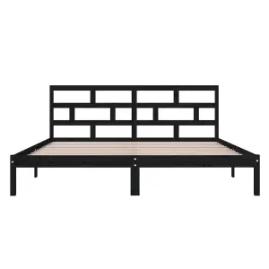 Berkfield Bed Frame Black Solid Wood Pine 140x190 cm