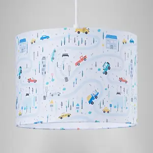 Children's Play Village Lamp Shade - Town City Car Roads Map with Cars & Trucks