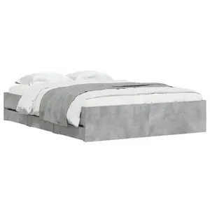 Berkfield Bed Frame with Drawers without Mattress Concrete Grey 120x200 cm