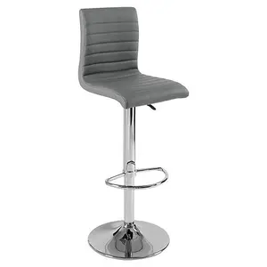 Axara White High Gloss Bar Table With 4 Ripple Grey Stools