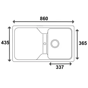 Liquida CMP5WH 1.0 Bowl Reversible Inset White Kitchen Sink With Waste Kit