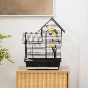 PawHut Metal Bird Cage, With Plastic Perch, Swing Ring, Handle, 39 x 33 x 47cm