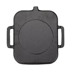 Large Cast Iron Griddle Pan with Dual Handles and Pour Spout for Camping and Family Cooking Adventures