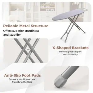 COSTWAY Full Size Ironing Board with Iron Rest Foldable 4-Layer Iron Table