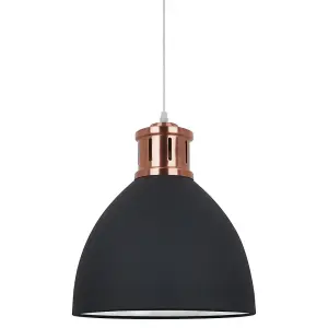 Luminosa Industrial And Retro Hanging Pendant Graphite, Red Copper 1 Light  with Graphite Shade, E27