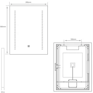 390 x 500mm IP44 LED Bathroom Mirror - Tunable White - Demister & Shaver Socket