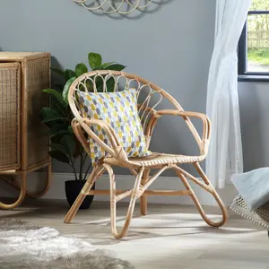 Nordic Indoor Rattan Chair in Natural (H)84cm x (W)83cm x (D)72cm