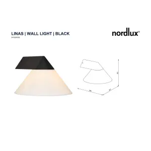 Nordlux Linas Outdoor Patio Terrace Garden Wall Light In Black (Height) 16.3cm