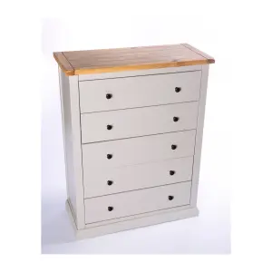 Loreo 5 Drawer Chest of Drawers Brass Knob