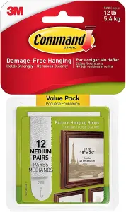 Command Medium Picture Hanging Strips 12 Sets Value Pack 17204-12