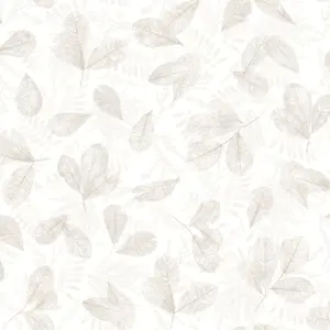 Galerie Evergreen Light Beige Fossil Leaf Toss Smooth Wallpaper