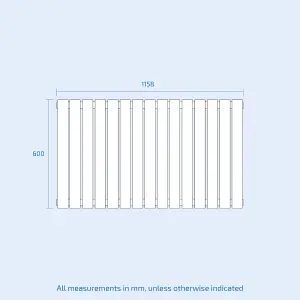 Nes Home 1158 X 600 mm Side Connection Horizontal Flat Panel Side Connection Black Designer Radiator