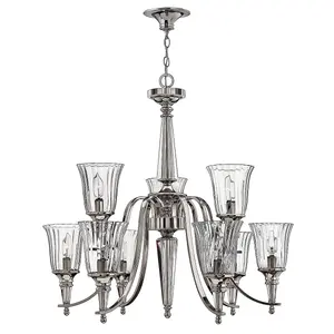 Elstead Chandon 9 Light Multi Arm Chandelier Sterling Finish, E14