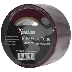 5 PACK - 38mm x 20m MAROON Sock Tape - Football Shin Guard Pads Holder Tape