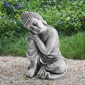 Sunjoy Garden figure Buddha made of clay, resting