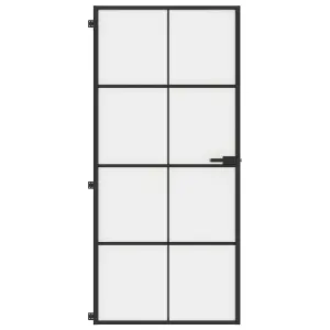 Berkfield Interior Door Slim Black 93x201.5 cm Tempered Glass and Aluminium