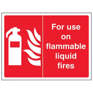 For Use On Flammable Liquid Fires Sign - Adhesive Vinyl 200x150mm (x3)