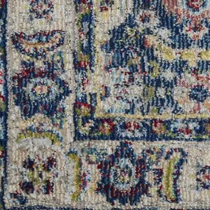 Navy/Multicolor Luxurious Traditional Persian Easy to Clean Floral Rug For Dining Room Bedroom And Living Room-61 X 183cm (Runner)