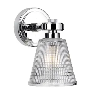 Elstead Gunnislake 1 Light Wall Light Polished Chrome Glass Shade IP44, G9