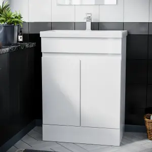 Nes Home Alaska White 600 mm Freestanding Basin Vanity Unit