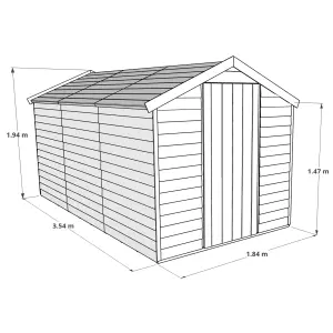 BillyOh Super Saver Overlap Apex Wooden Shed - 12x6