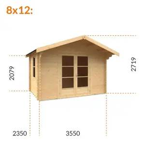 8ft x 12ft (2350mm x 3550mm) Horsforth "The Topeka" 28mm Log Cabin With 1 Opening Window