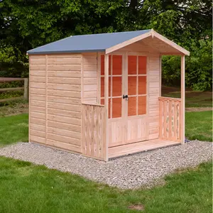 7 x 7 Ft Shiplap Summer House with Veranda and Safety Glazing No