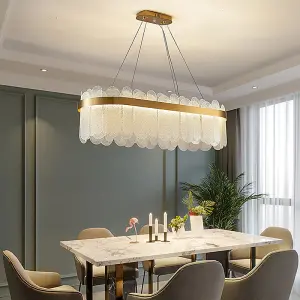 Oval Crystal Chandelier Lighting Ceiling Light Led Modern Gold 80 cm