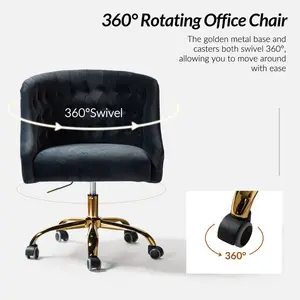 Mid-Back Executive Velvet Swivel Office Chair With High Density Foam Black