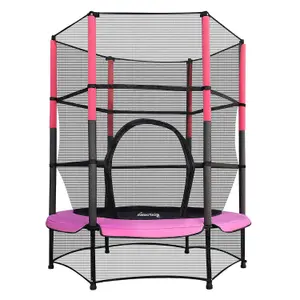 Galactica Mini Trampoline 4.5FT 55inch with Safety Net Enclosure Indoor Outdoor Children Activity Junior Trampoline Pink