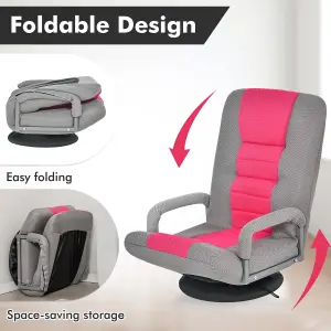 Costway Folding Floor Gaming Sofa Chair 6-Position Adjustable Recliner Swivel Armchair