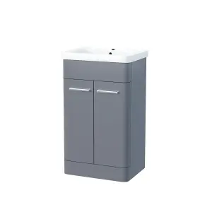 Nes Home Afern 500mm Vanity Unit Cabinet and Wash Basin Steel Grey