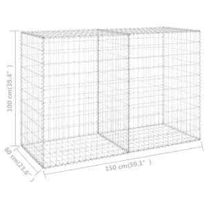 Berkfield Gabion Wall with Covers Galvanised Steel 150x60x100 cm