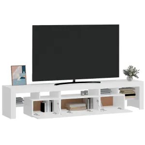 Berkfield TV Cabinet with LED Lights High Gloss White 200x36.5x40 cm