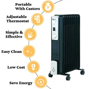 2KW 9 Fin Electrical Oil Filled Radiator