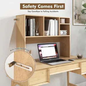 Costway Desktop Bookshelf Tabletop Display Rack Storage Organizer w/ 4 Cubbies