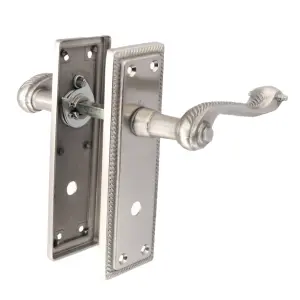 Stylish Georgian SATIN Door Handles Lever Latch Lock Roped Edge Door