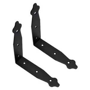 Pack of 2 x Black Corner Brackets - 150 x 150 mm Steel Right Angle Braces L Shaped Retro Decorative Metal Bracket 90 Degree Corner