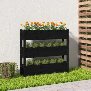 Berkfield Planter Black 112x25x104.5 cm Solid Wood Pine