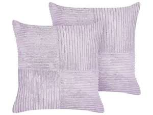 Set of 2 Cushions MILLET Corduroy 43 x 43 cm Solid Violet