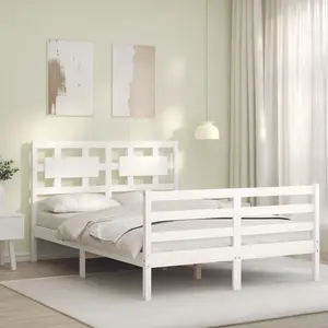 Berkfield Bed Frame with Headboard White 120x200 cm Solid Wood