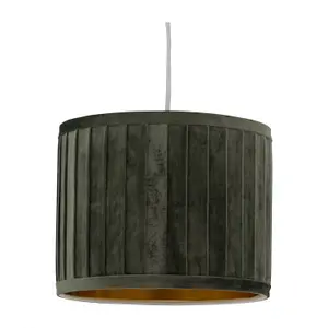 First Choice Lighting Sundance Dark Green Velvet Pleated 30cm Lamp Shade with Gold Inner