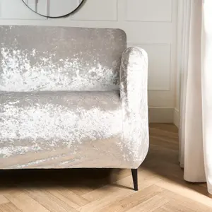 Sofa Covers Crushed Velvet Furniture Protector Couch 2 Seater, Silver