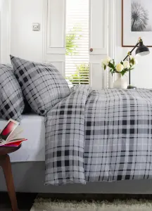 TLC Buchanan Check Printed Brushed 100% Cotton Bedlinen Duvet set