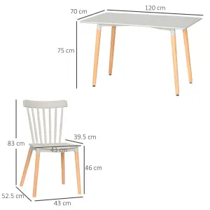 HOMCOM 5 Piece Dining Table and Chairs Set with Wood Legs for Small Spaces