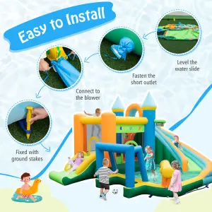 Costway Inflatable Water Slide Blowup Water Park Wet Dry Combo Bounce House