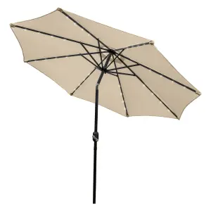 Beige 2.7m LED Tilt Parasol without base