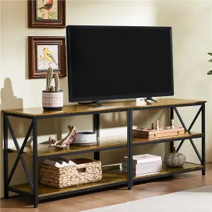 Yaheetech 3-Layer Shelved TV Stand UP to 70 Inch Rustic Brown