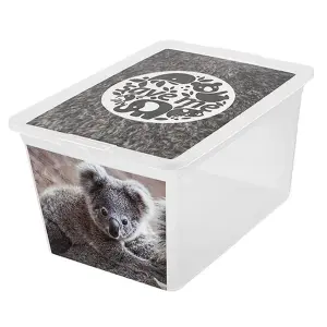 Set of 3 30 Litre Printed Animal Save Me Boxes Strong Stackable Storage Containers With Lids