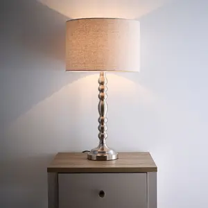 Rosa Satin Nickel Table Lamp with Linen Shade